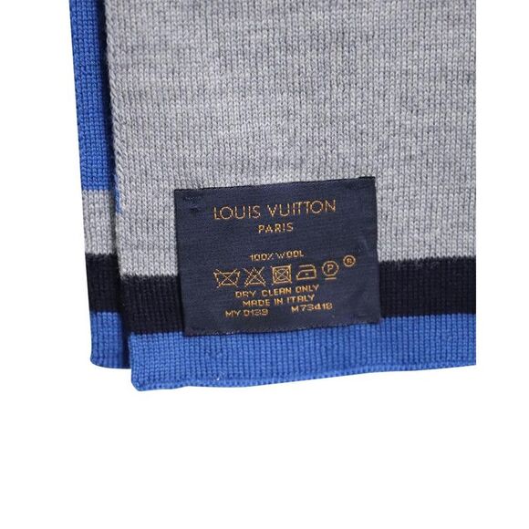 Pre Loved Louis Vuitton  Forward Scarf in Blue Wool - Picture 6 of 6
